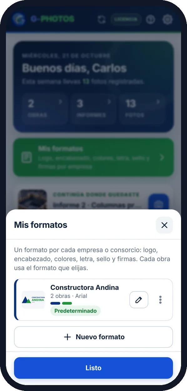 Mis formatos: Un formato por cada empresa o consorcio