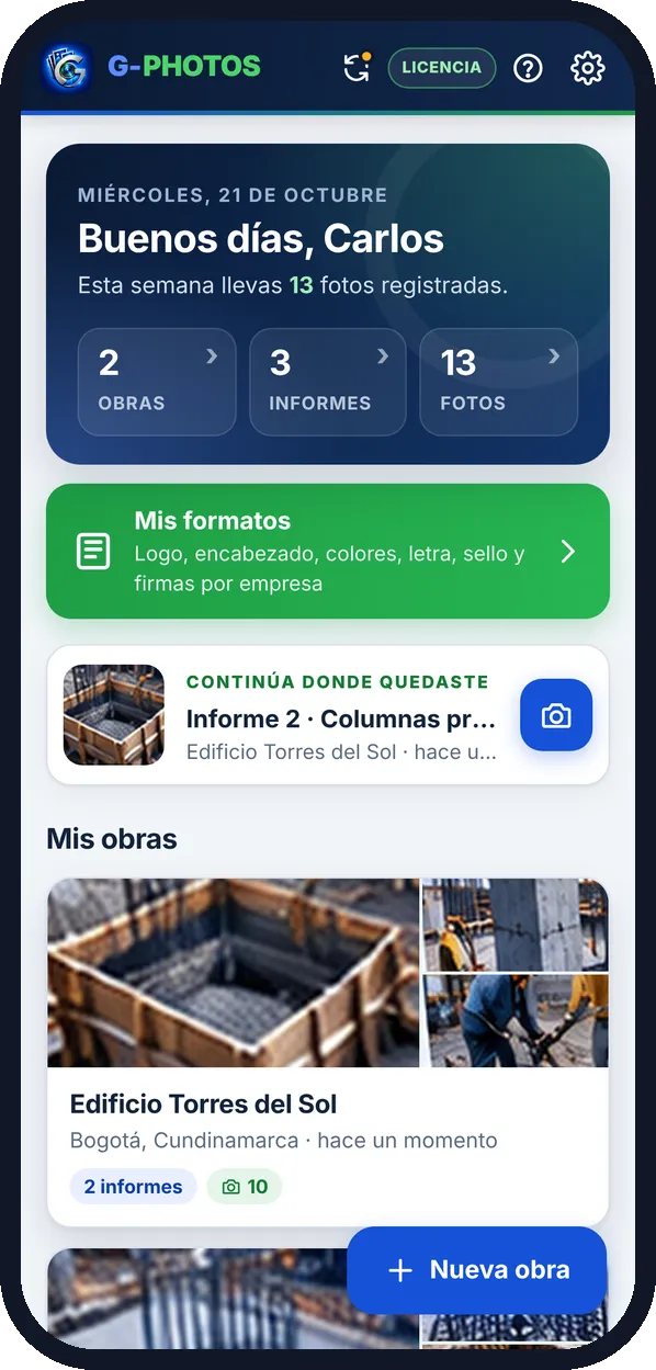 Tus obras: Con cuántas fotos e informes lleva cada una