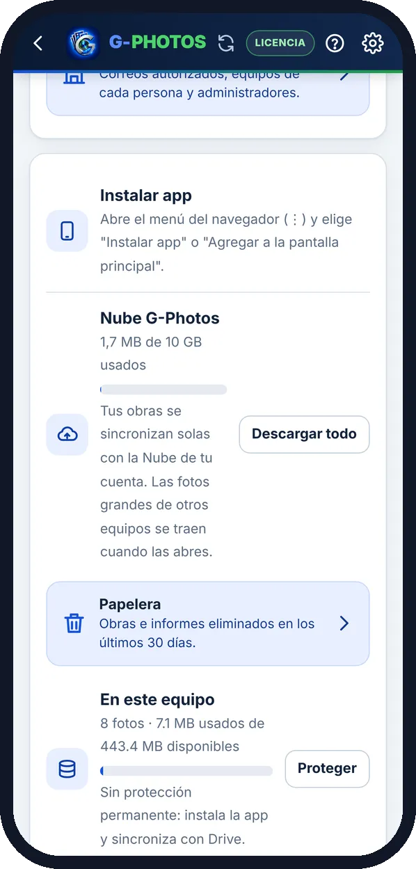 Nube G-Photos: El espacio de tu empresa, siempre a la vista