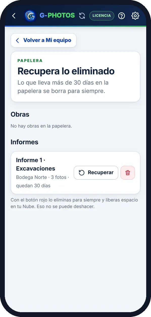 Papelera: 30 días para recuperar lo que se borró