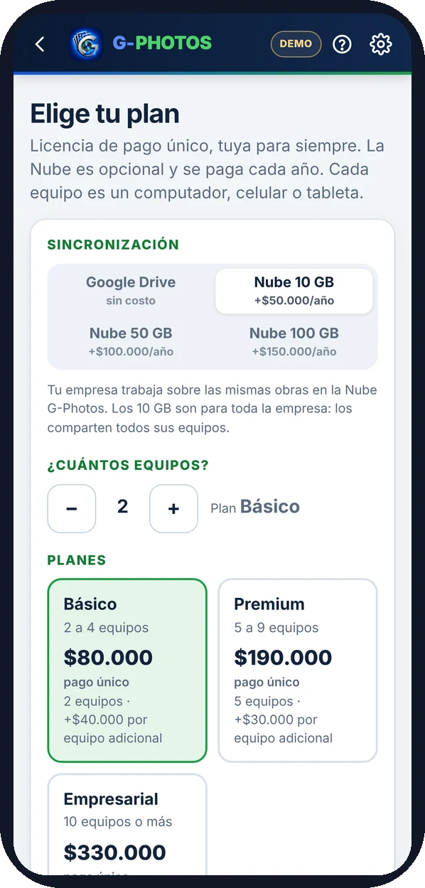 Planes y pagos: Compra y agrega equipos dentro de la app