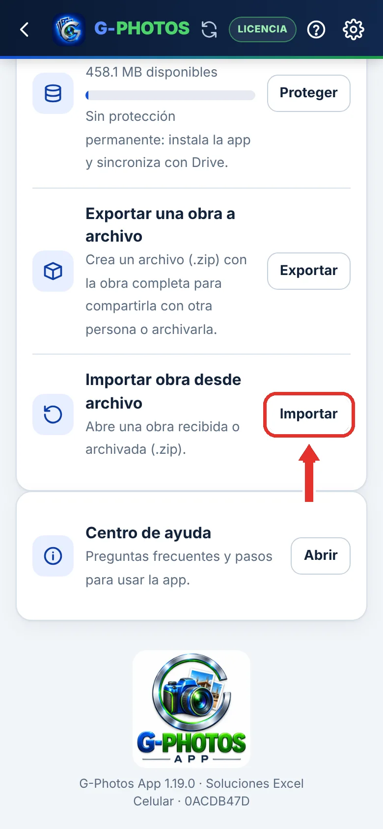 Exportar e importar una obra