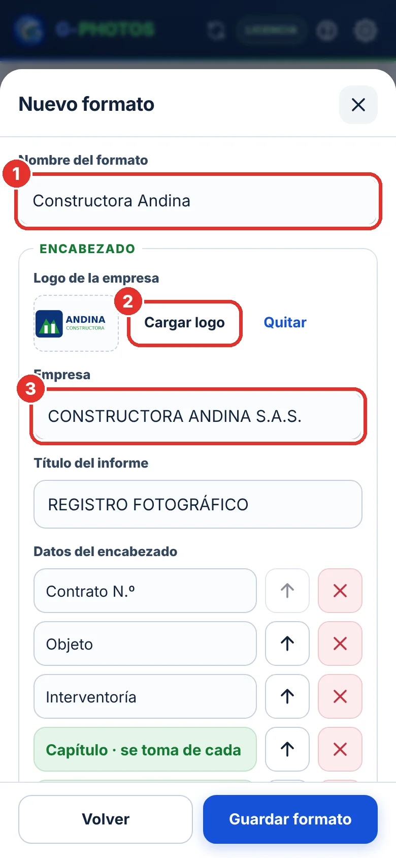 Nombre, logo y empresa